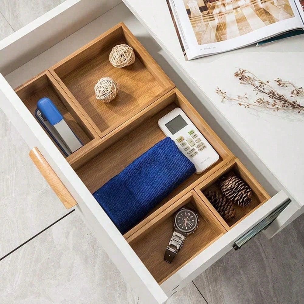 Drawer Organizer Tray - Organizador de cajones de bambú con