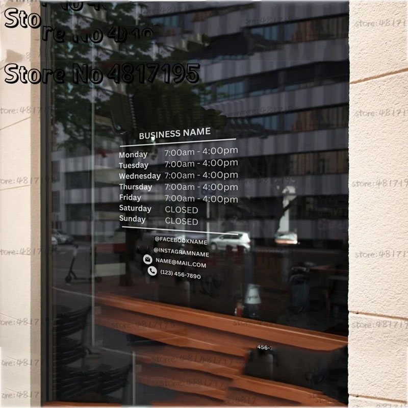 Office Furniture Store - Horas de apertura con logotipo comercial