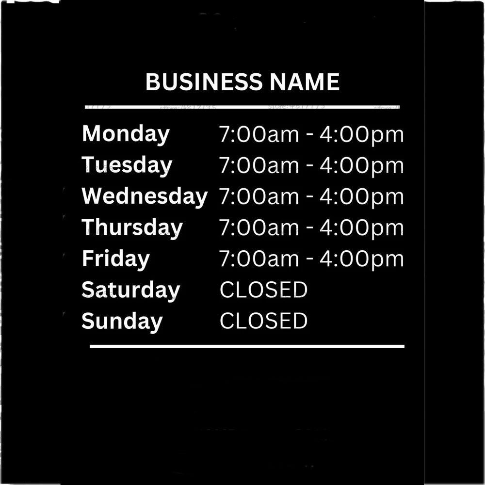 Horas de apertura con logotipo - Office Furniture Store reseña y precio