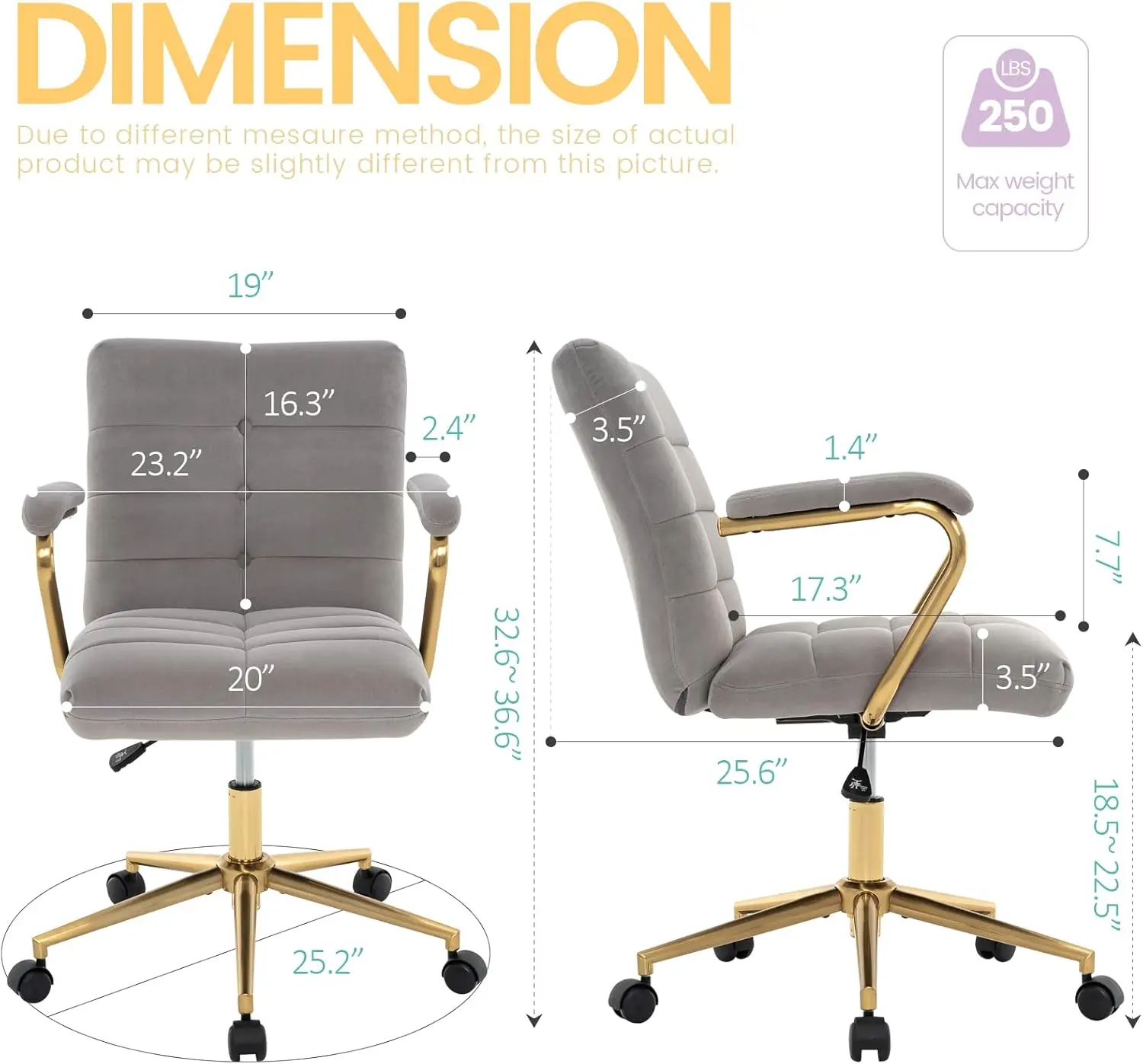 Silla de escritorio de terciop - Task Chair Mid Back reseña y precio