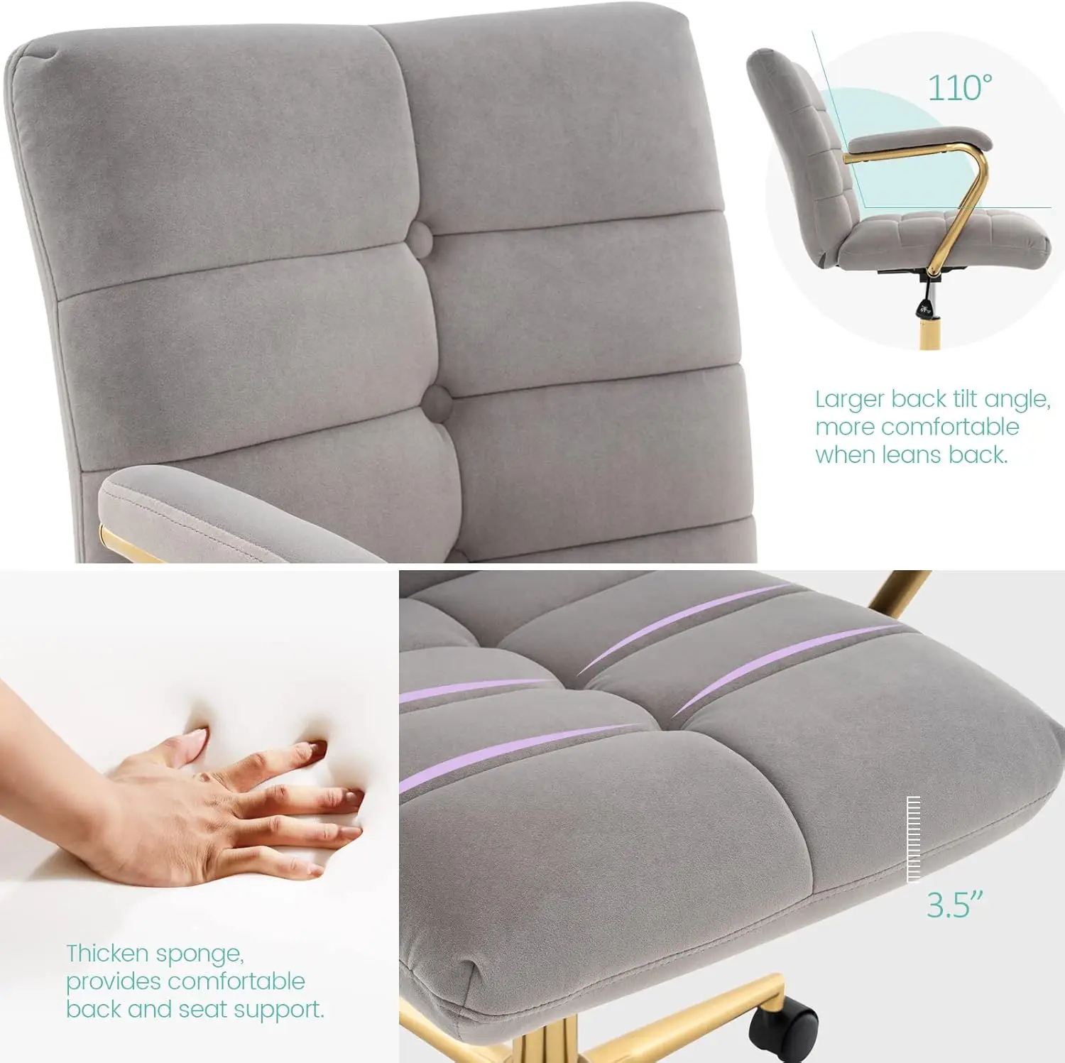 Silla de escritorio de terciop - Task Chair Mid Back reseña y precio